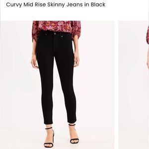 NWT LOFT Black Skinny Curvy Mid Rise Jeans